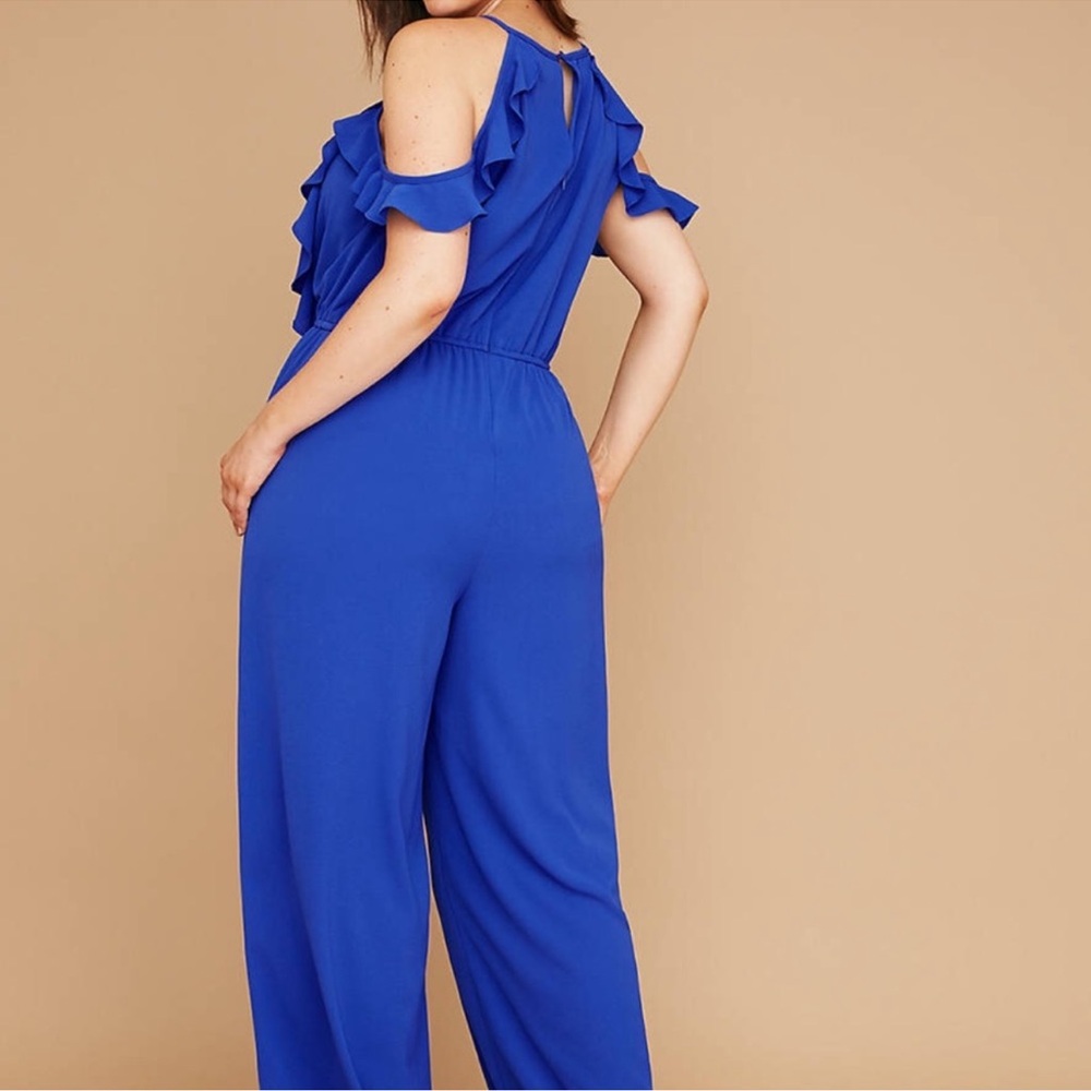 Lane Bryant Ruffled Blue Sleeveless Wide
Leg Jumpsuit Size 18 Plus Size - Picture 2 of 7